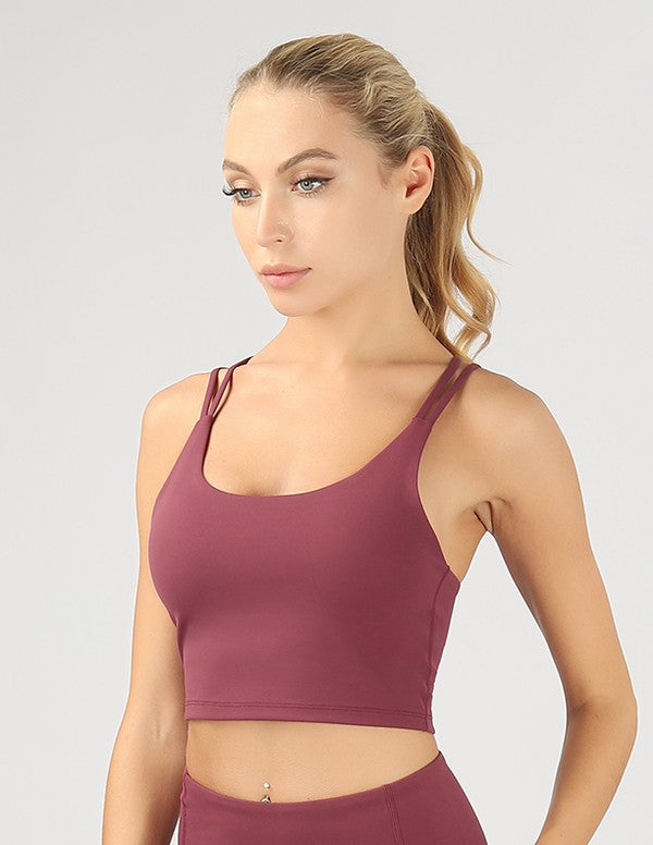 Split Shoulder Strap Crop Tank - Multiple Colors