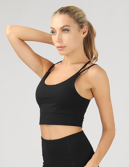 Split Shoulder Strap Crop Tank - Multiple Colors