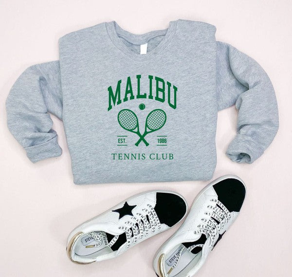 Malibu Tennis Club Cozy Crewneck Sweatshirt - Green Print