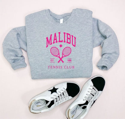 Malibu Tennis Club Cozy Crewneck Sweatshirt - Pink Print