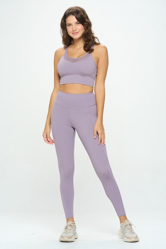 Sports Bra and High Waist Leggings Activewear Set - Multiple Colors