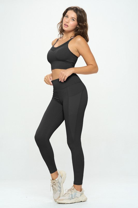 Sports Bra and High Waist Leggings Activewear Set - Multiple Colors