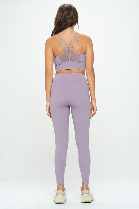 Sports Bra and High Waist Leggings Activewear Set - Multiple Colors