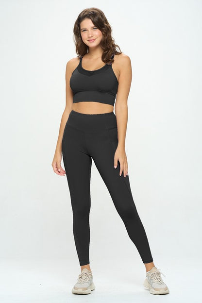 Sports Bra and High Waist Leggings Activewear Set - Multiple Colors