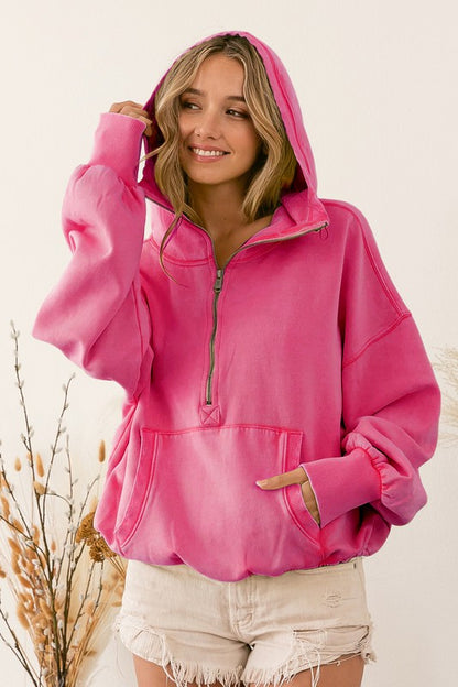 Stitch Detailed Elastic Hem Hoodie - Multiple Colors - LOW STOCK!