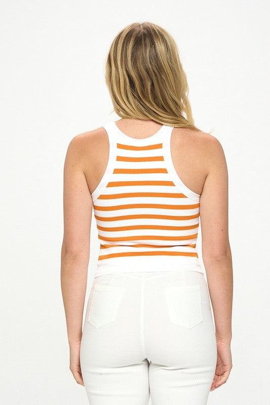 Seamless Active Basic Striped Tank Top - Multiple Colors