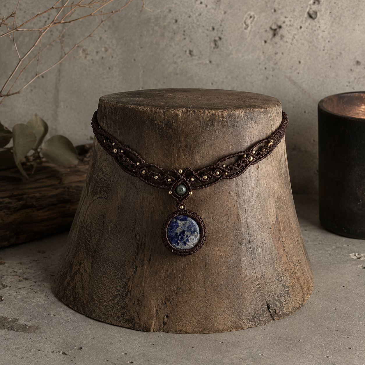 Chocker macramé lapislazuli