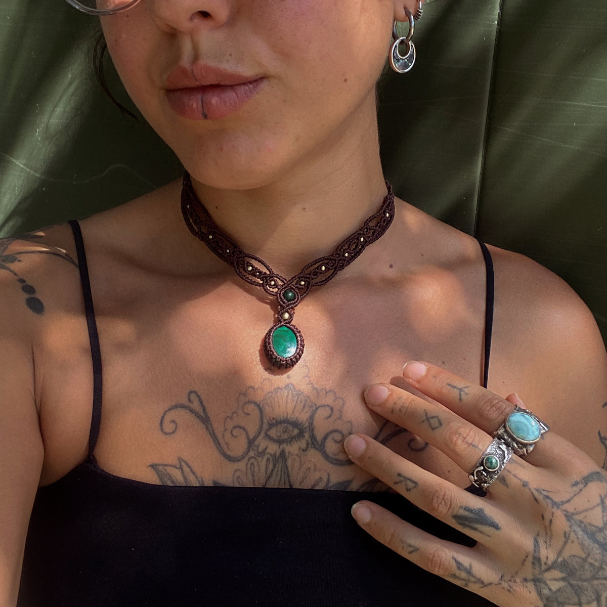 Collar "JÖRD" malaquita